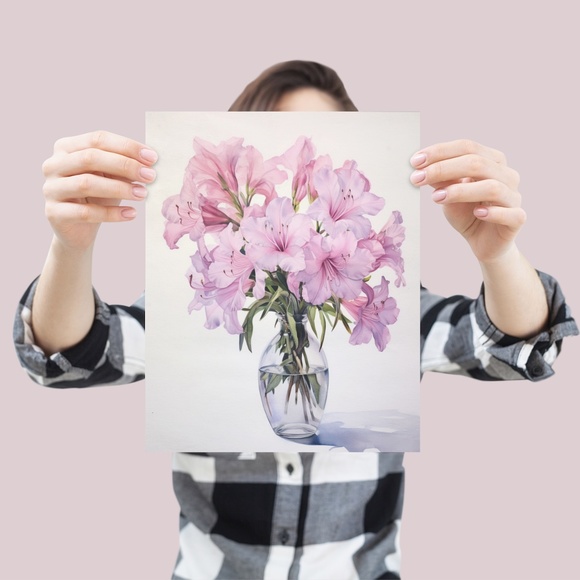 Watercolor Azalea Wall Art Illustration Print Poster Unframed - Picture 4 of 5